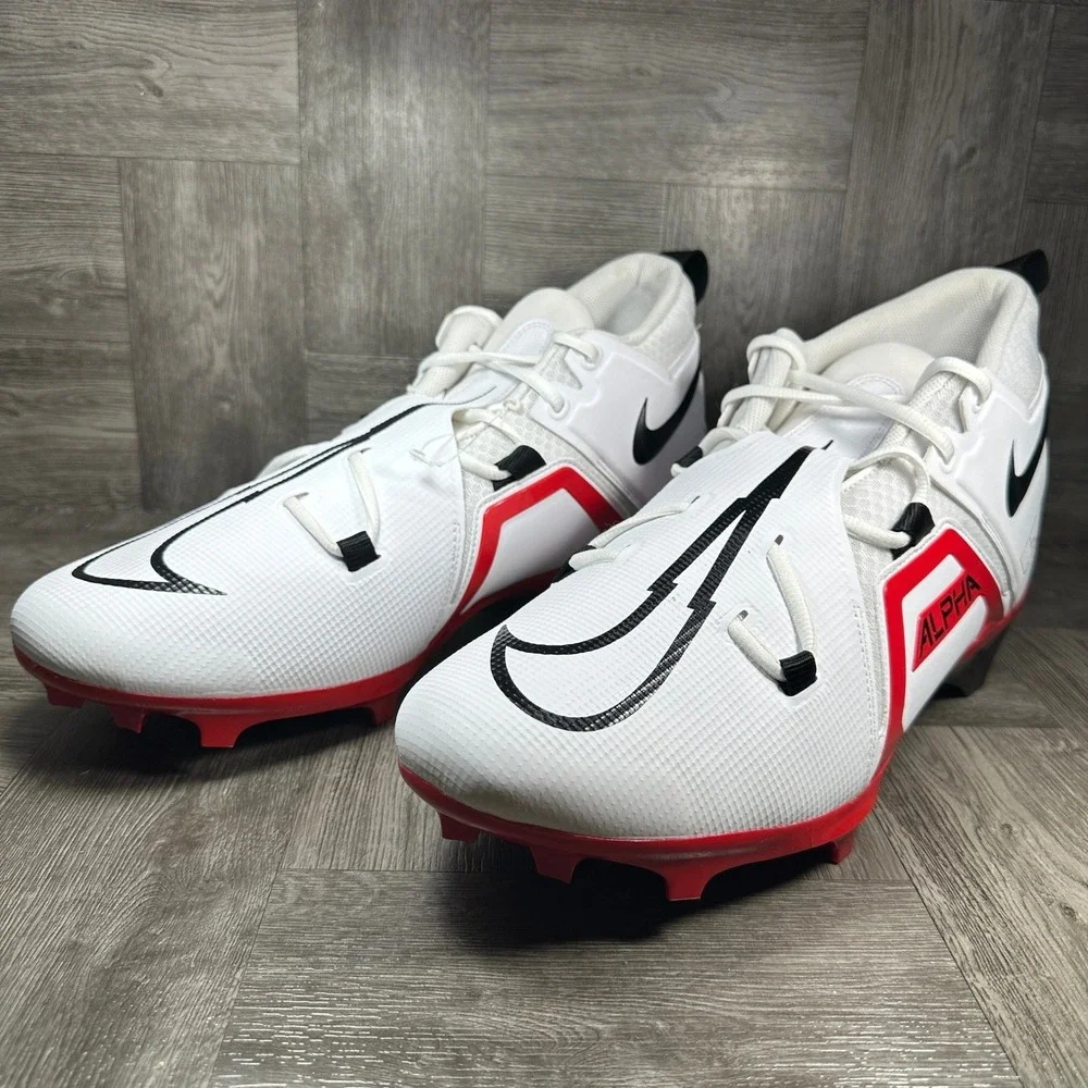 Nike Alpha Menace Pro 3 Mens Size 16 White Red Football Cleats NEW CT6649-103